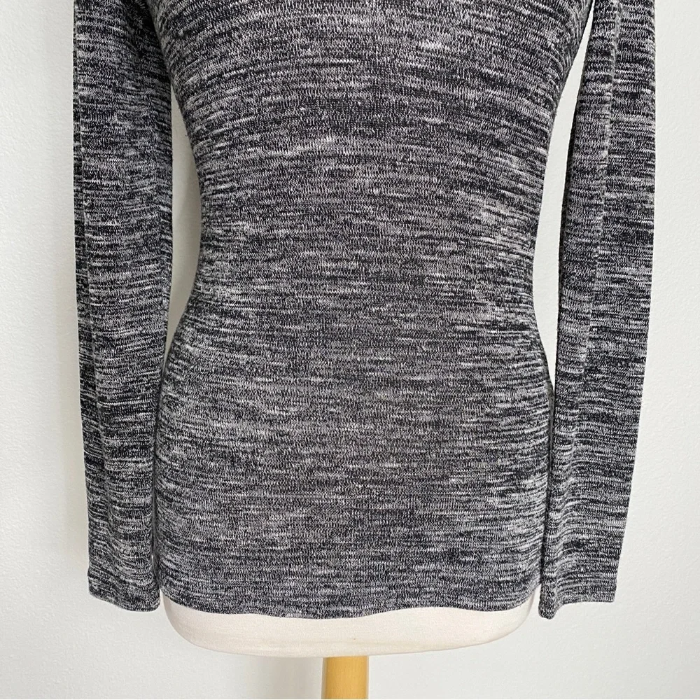 Anthropologie Pure + Good Gray Marbled Turtleneck Soft Stretch Knit Top Size M